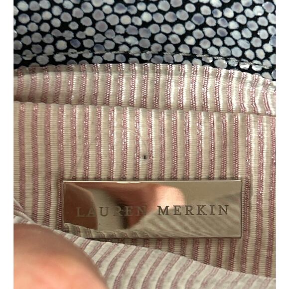 Lauren Merkin Women’s Blue White Pebbled Speckled Leather Designer Clutch Bag4 - Picture 4 of 5